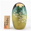 Kokeshi  Shiawase gr&uuml;n-gold 17 cm hoch