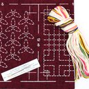 Sashiko Stickerei-Set 5 Untersetzer rot, mit Garn &...
