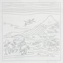 Tuch Sashiko "Fujisan mit Reihern", Hokusai-Motiv