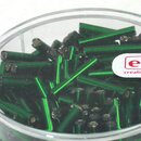 Stifttperlen 11 x 2 mm dunkelgr&uuml;n, Silbereinzug, 13 g