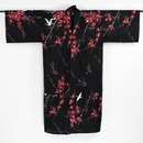 Happi Kirschbl&uuml;te schwarz, 105 cm lang, Kurzkimono