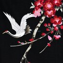 Happi Kirschbl&uuml;te schwarz, 105 cm lang, Kurzkimono