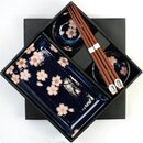 Sushiset Sakura no Mai, dunkelblau, rosa Kirschbl&uuml;ten