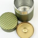 Teedose Wellen 100 g, gr&uuml;n, mit Metalldeckel