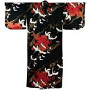 Kimono - Yukata Kranich schwarz, satiniert