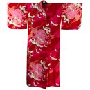 Kimono - Yukata Kranich rot, satiniert