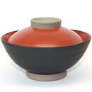 Donburi schwarz-rot, mit Deckel, 15 cm