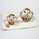 Gl&uuml;ckseule mit Jungem, Glas, Symbol f.Weisheit &...